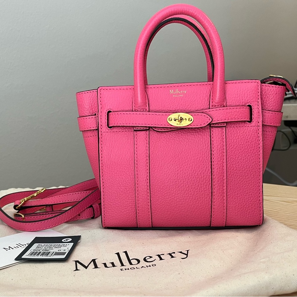 Mulberry Micro Zipped Bayswater in Fluro Pink